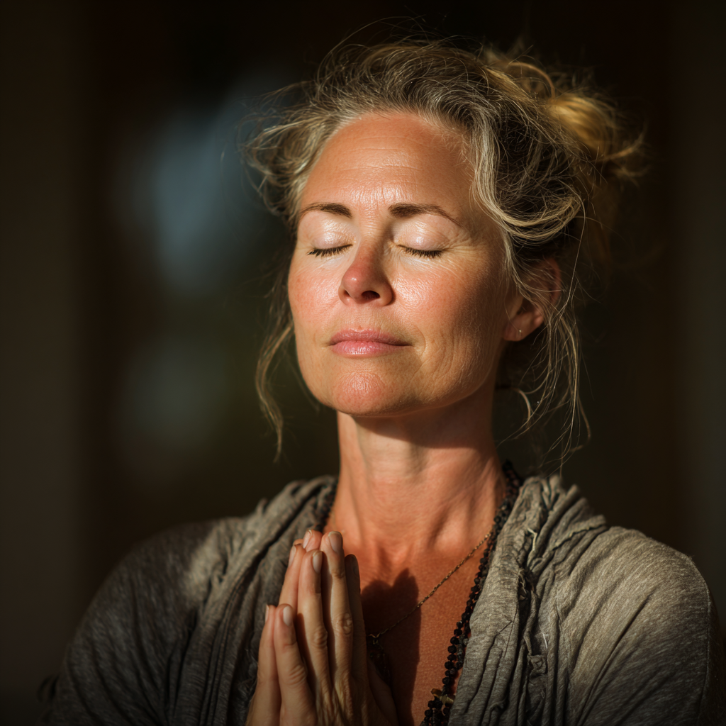 Young Hungarian adult practicing gentle yoga poses in a minimalist studio space with soft natural lighting, focusing on breath awareness and mindful movement